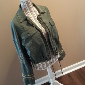 NWT Embroidered Free People Military Crop Jacket